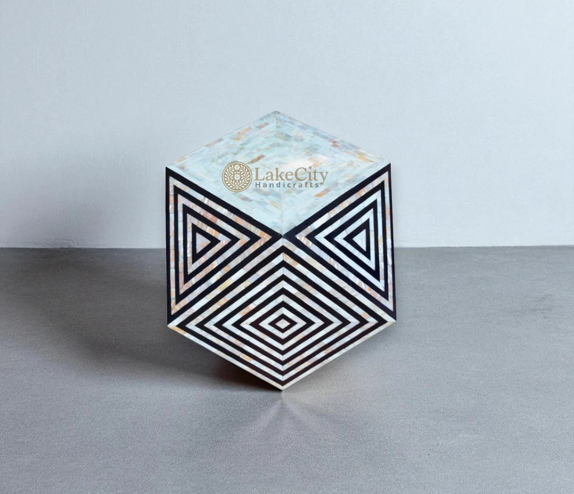Mother Of Pearl Inlay Octagonal Side Table | Mother Of Pearl Inlay Octagonal End Table