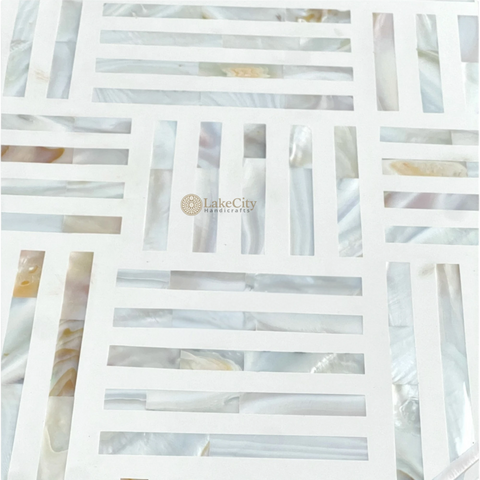 Mother Of Pearl Inlay Optical Design 2 Drawers Desk White | Mother Of Pearl Inlay Optical Design 2 Drawers Console Table White