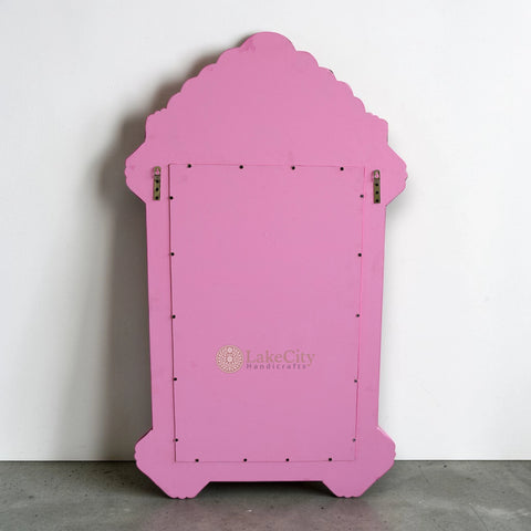 Mother Of Pearl Inlay Parrot Design Mirror Frame Pink