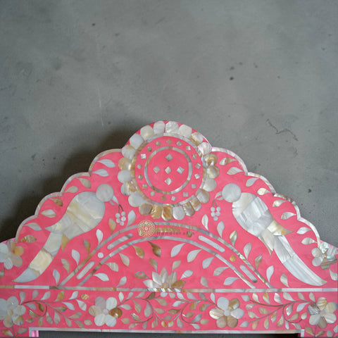 Mother Of Pearl Inlay Parrot Design Mirror Frame Pink