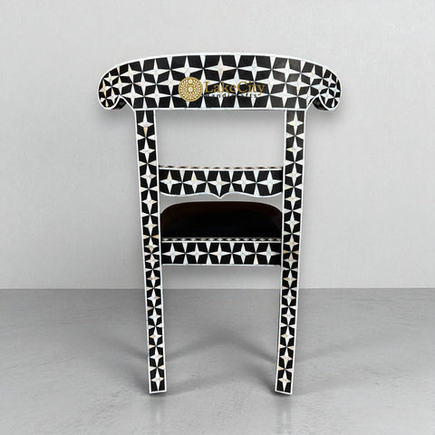Mother Of Pearl Inlay Star Design Chair Black