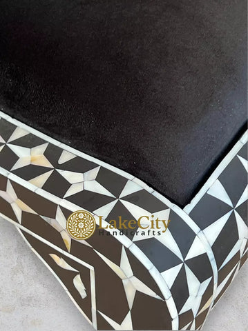 Mother Of Pearl Inlay Star Design Chair Black