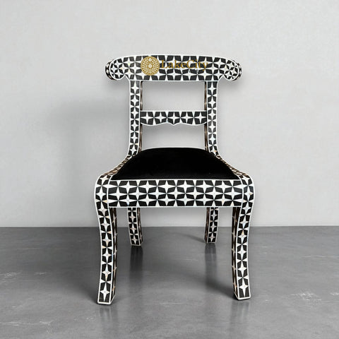 Mother Of Pearl Inlay Star Design Chair Black
