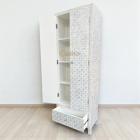 Mother Of Pearl Inlay Star Doors & Drawer Wardrobe White
