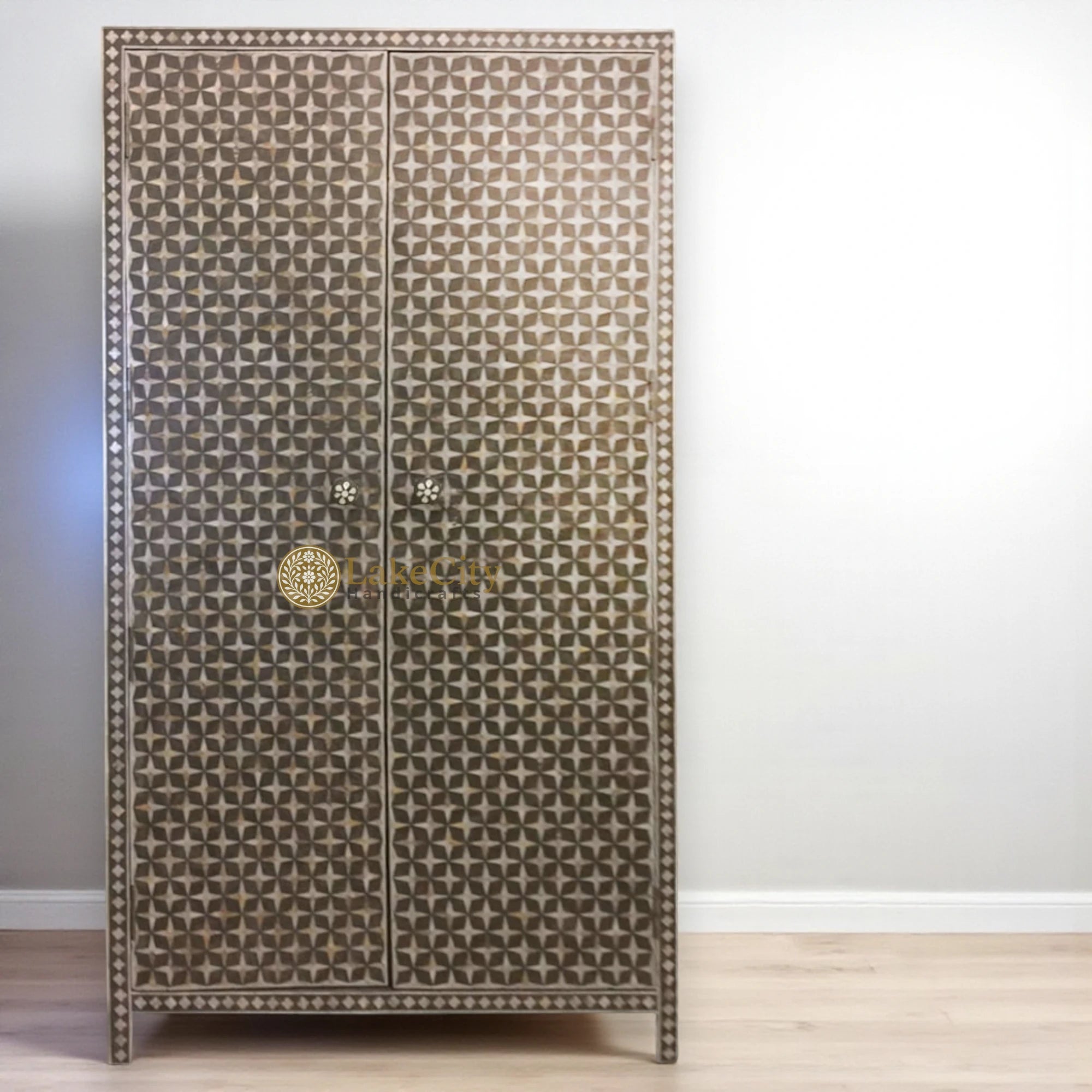 Mother Of Pearl Inlay Star Wardrobe Grey
