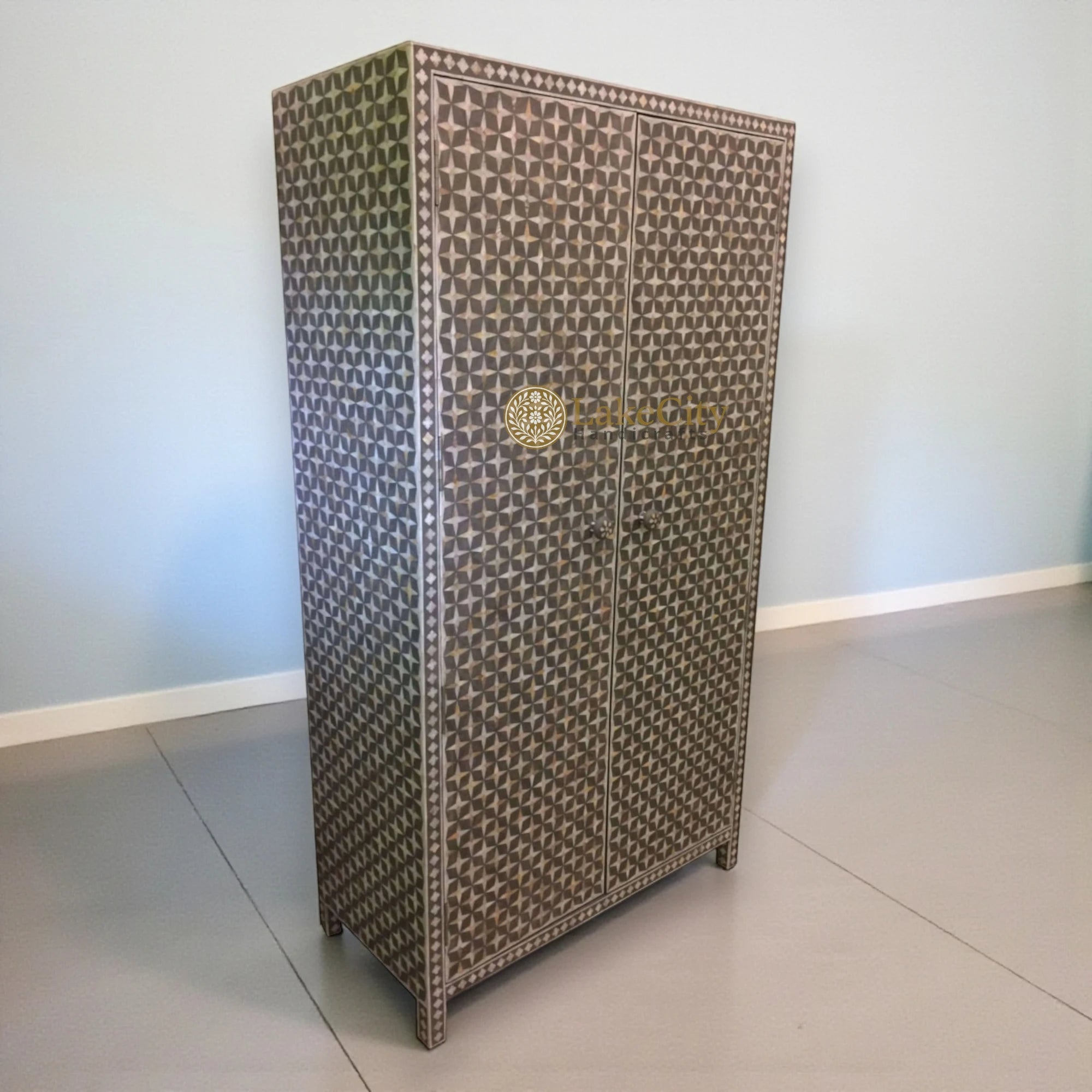 Mother Of Pearl Inlay Star Wardrobe Grey