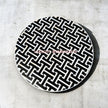 Mother Of Pearl Inlay Tetris Design Round Coffee Table Black | Mother Of Pearl Inlay Tetris Design Round Center Table Black