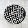 Mother Of Pearl Inlay Tetris Design Round Coffee Table Black | Mother Of Pearl Inlay Tetris Design Round Center Table Black