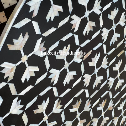 Gabi Mother Of Pearl Inlay Lotus Design Coffee Table Black | Gabi Mother Of Pearl Inlay Lotus Design Center Table Black