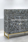 Mother Of Pearl Inlay Scroll-vine Design 2 Drawers & 4 Doors Buffet Table Black