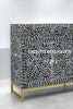 Mother Of Pearl Inlay Scroll-vine Design 2 Drawers & 4 Doors Buffet Table Black