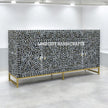 Mother Of Pearl Inlay Scroll-vine Design 2 Drawers & 4 Doors Buffet Table Black
