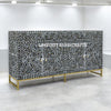 Mother Of Pearl Inlay Scroll-vine Design 2 Drawers & 4 Doors Buffet Table Black