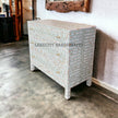 Mother Of Pearl Inlay Dot and Brass Inlay 3 Drawers Chest Light Green
