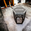 Mother Of Pearl Inlay Hexagonal Stripe Side Table Black