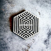 Mother Of Pearl Inlay Hexagonal Stripe Side Table Black