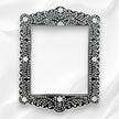 Mother Of Pearl Inlay Scalloped Mirror Black