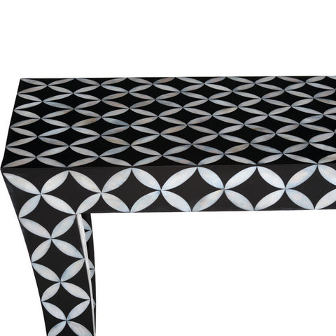 Mother Of Pearl Curved Leg Console Star Design Black 4