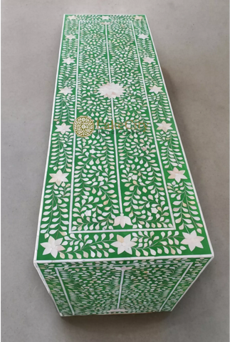 Mother Of Pearl Inlay Scroll-vine Design 6 Drawers Dresser Table Green