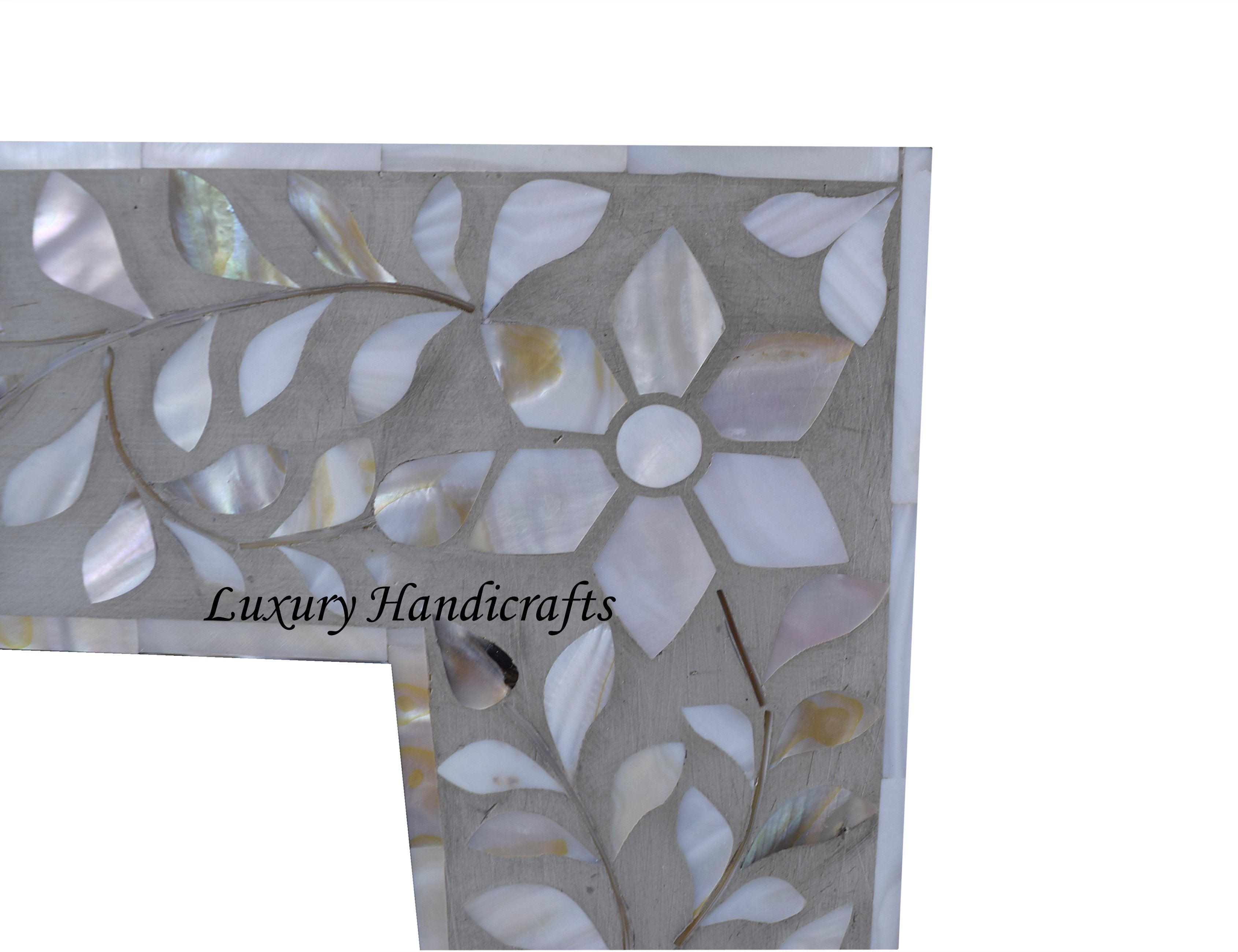 Grey Mother Of Pearl Floral Rectangle Mirror 3