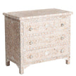 Pale Pink Mother Of Pearl Inlay 3 Drawer Chest Floral 2