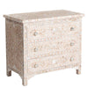 Pale Pink Mother Of Pearl Inlay 3 Drawer Chest Floral 2