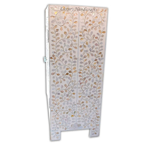 MOP Inlay Cabinet AND Drum Side Table White 4