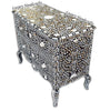 Mother Of Pearl Inlay Chest 2 Curved Drawer Floral Design Black 2