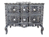 Mother Of Pearl Inlay Chest 2 Curved Drawer Floral Design Black 1