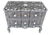 Mother Of Pearl Inlay Chest 2 Curved Drawer Floral Design Black 4