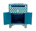 Mother Of Pearl Inlay 1 Drawer 2 Door Fishscale Design Bedside Teal Green 4