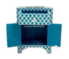 Mother Of Pearl Inlay 1 Drawer 2 Door Fishscale Design Bedside Teal Green 4