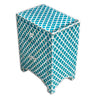 Mother Of Pearl Inlay 1 Drawer 2 Door Fishscale Design Bedside Teal Green 3