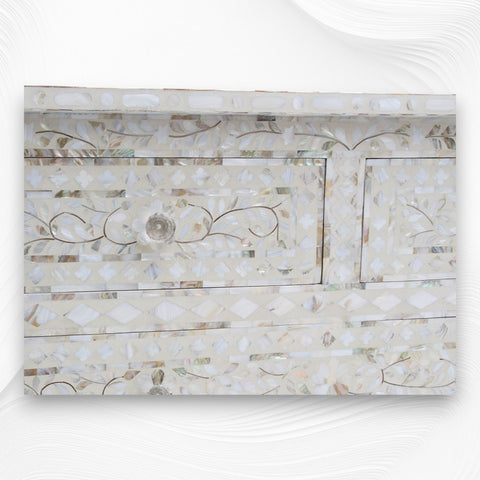 Mother Of Pearl Inlay Floral Chest Of Four Drawers Ivory 3