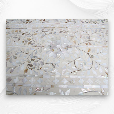 Mother Of Pearl Inlay Floral Chest Of Four Drawers Ivory 4