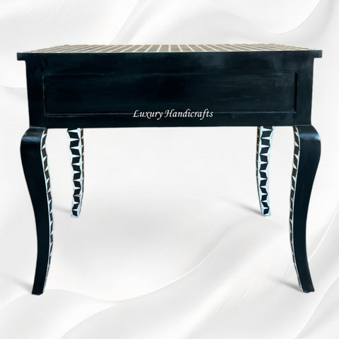 Mother Of Pearl Inlay Star Design Desk Black 4
