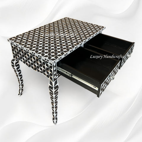 Mother Of Pearl Inlay Star Design Desk Black 3