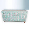 Mother Of Pearl Inlay Moroccan Design 9 Drawers Chest Slate Green