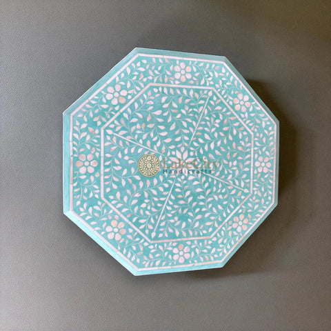 Naomi Bone Inlay Octagonal Large Side Table | Naomi Bone Inlay Octagonal Large Sofa End Table