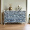 Navy Blue Mother of Pearl Inlay Chest Of 7 Drawers Large