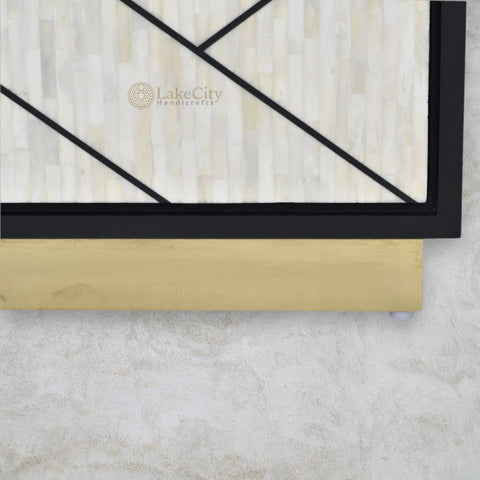 Nola Full Bone Inlay 3 Door Credenza Black