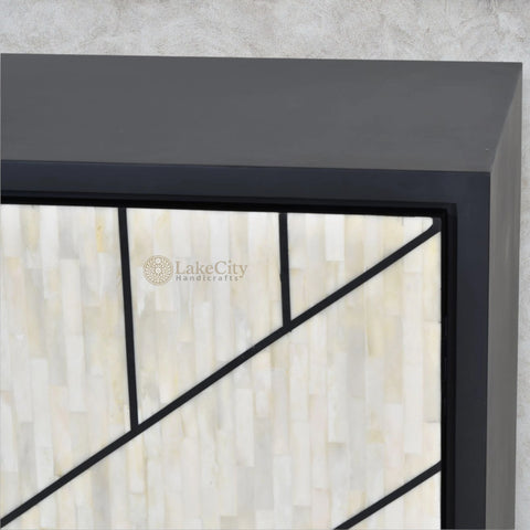 Nola Full Bone Inlay 3 Door Credenza Black