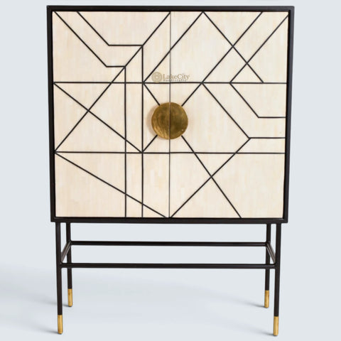 Nola Full Bone Inlay Bar Cabinet