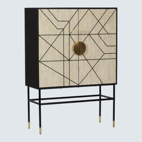 Nola Full Bone Inlay Bar Cabinet