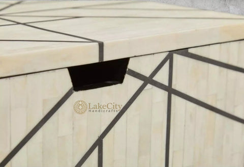 Nola Full Bone Inlay Bedside 1 Drawer | Luxury Bedside Table