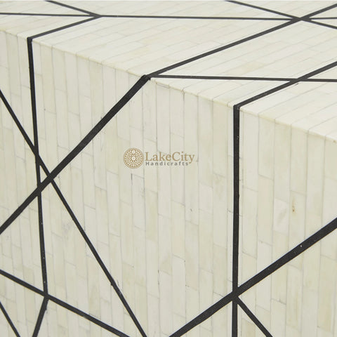 Nola Full Bone Inlay Cabinet Metal Legs Black