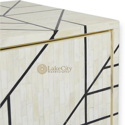 Nola Full Bone Inlay Cabinet Metal Legs Black