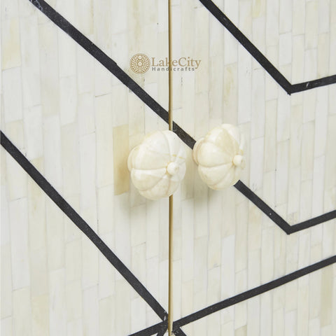 Nola Full Bone Inlay Cabinet Metal Legs Black