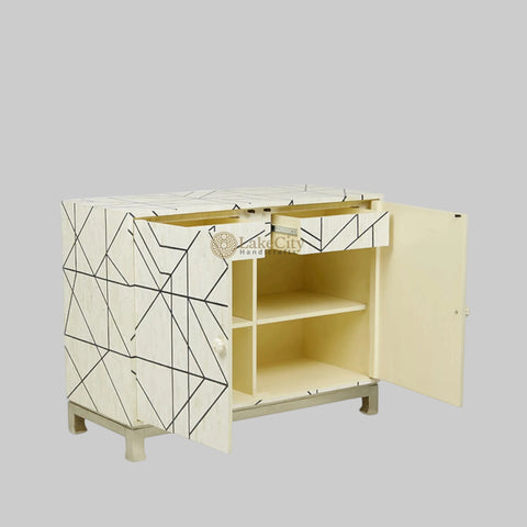 Nola Full Bone Inlay Cabinet Metal Legs Black