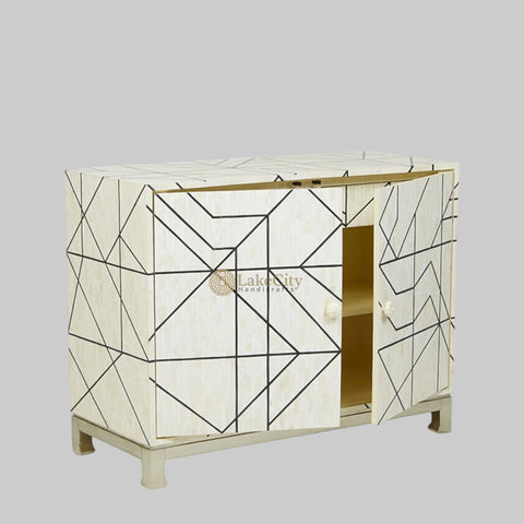 Nola Full Bone Inlay Cabinet Metal Legs Black